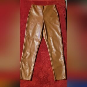 OLD NAVY Womens Pants EXTRA HIGH-WAISTED Brown/Cognac FAUX LEATHER, Size 2